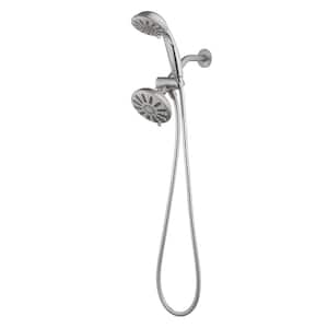6-Spray 5 in. Dual Wall Mount Fixed and Handheld Shower Head 1.8 GPM in Brushed Nickel