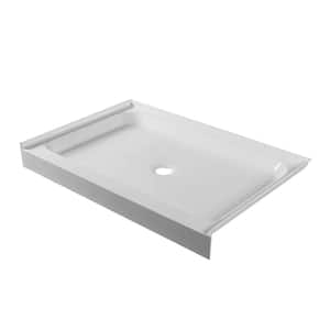 32 in. L x 42 in. W Alcove Threshold Shower Pan Base with center drain in white