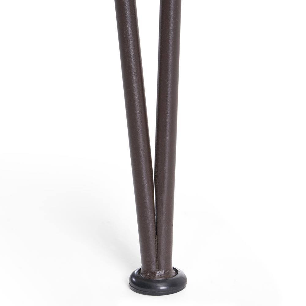Teak Brown Wood and Metal Bar Set with Wicker Chairs