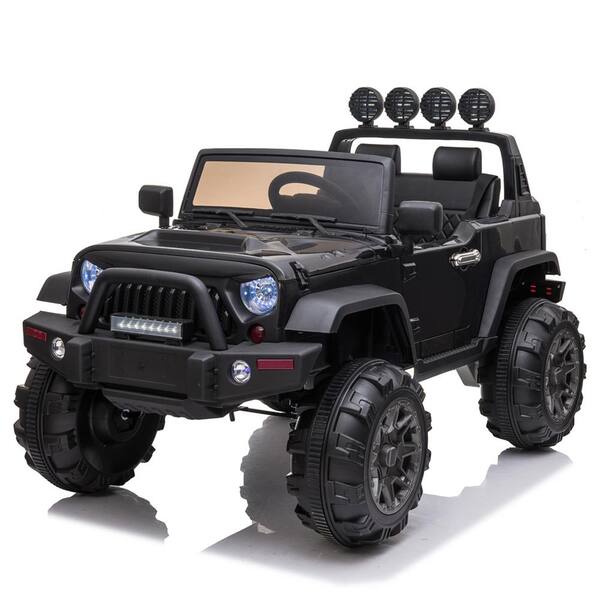 Winado 12-Volt Black 3-Speed Kid Ride On Car Remote COntrol Truck with Storage Box MP3-LED Lights