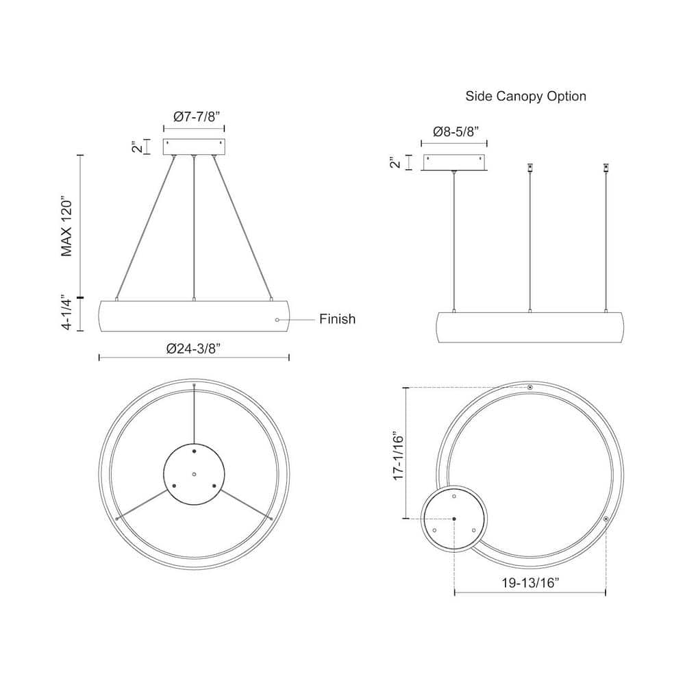 Halo Sleek LED Circular Pendant Light in Black and Brushed Nickel