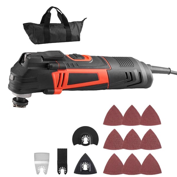 Multitool Oscillating Tool, 4A Electric Corded, 6 Speeds 7000-19000 OPM, 3.2° Angle, 13 Accessories, LED Light & Bag