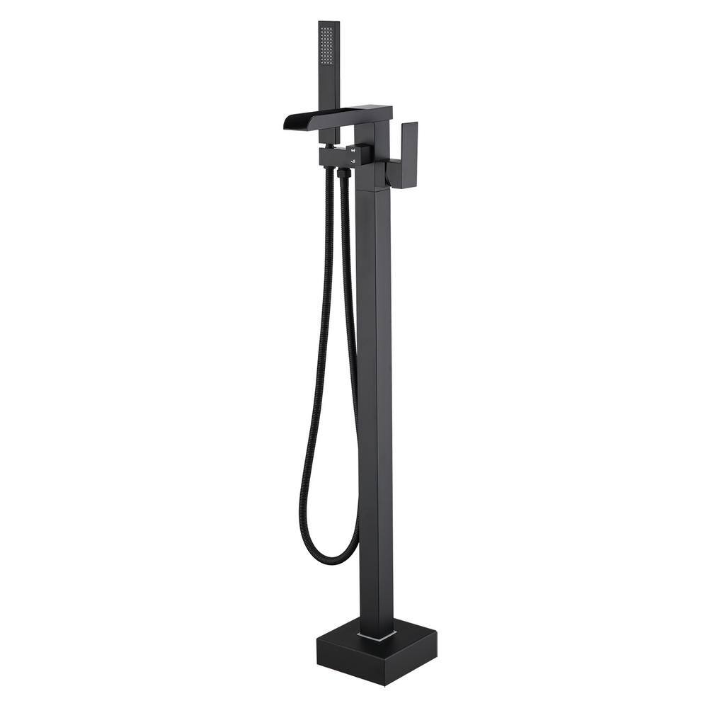 Single-Handle Waterfall Claw Foot Tub Faucet with Hand Shower in Matte Black price history on PriceWatchPro