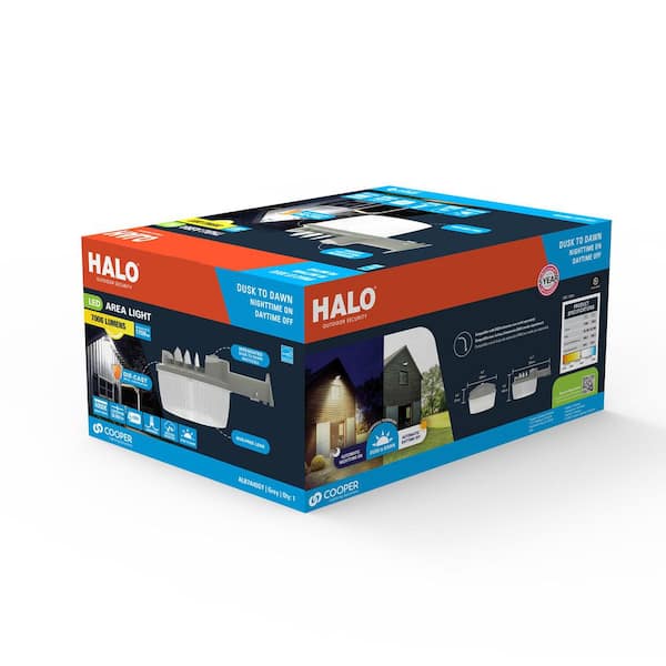 HALO ALB 450-Watt Equivalent Integrated LED Gray Dusk to Dawn Area