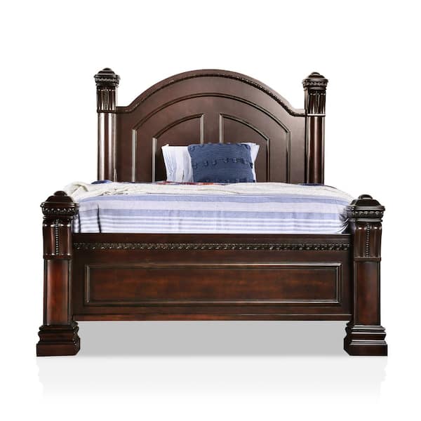 Dark cherry deals wood bed frame