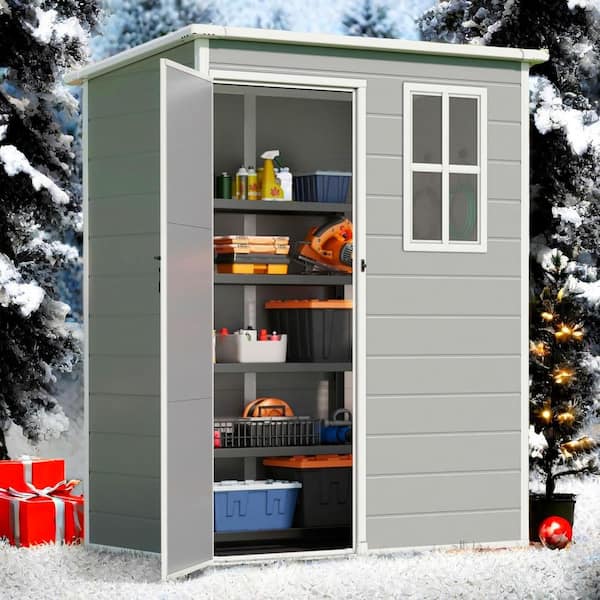 Lofka 5 ft. W x 3 ft. D Outdoor Plastic Storage Shed, Outside