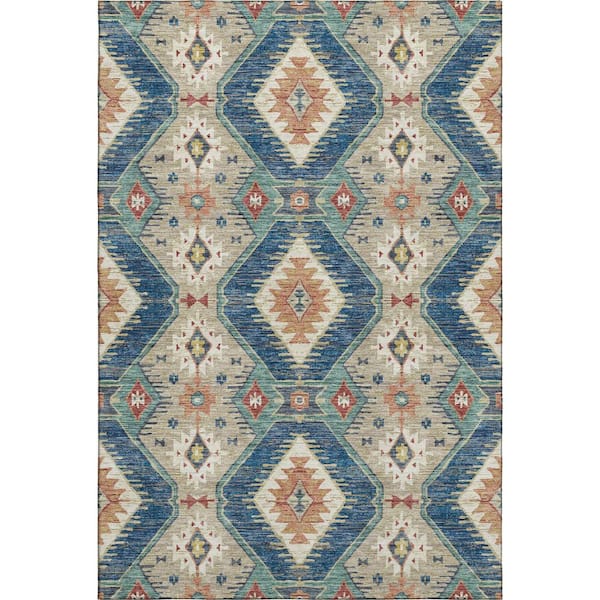 Mayfield Premium Machine Washable Abstract AMF2210 Navy 10 ft. x 14 ft. Area Rug