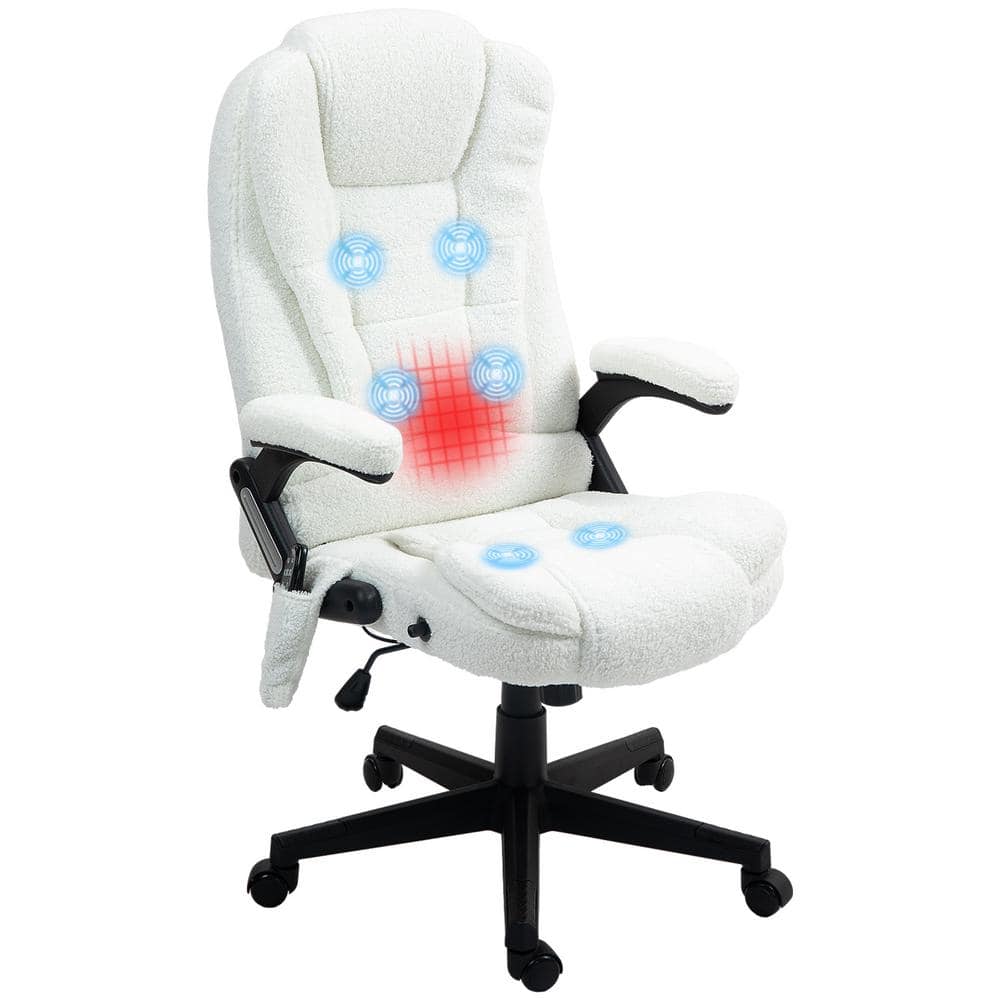 White High Back Swivel Executive Chair with Massage and Heat