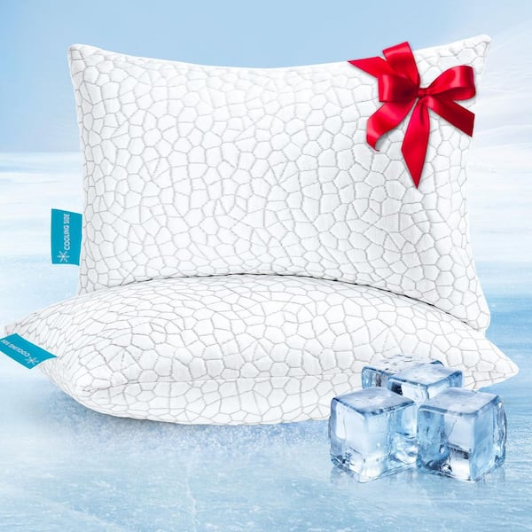 Angel Sar Shredded Memory Foam Cooling Bed Pillows, Luxury Gel Queen Size Pillows with Washable Removable Cover 2 Pack