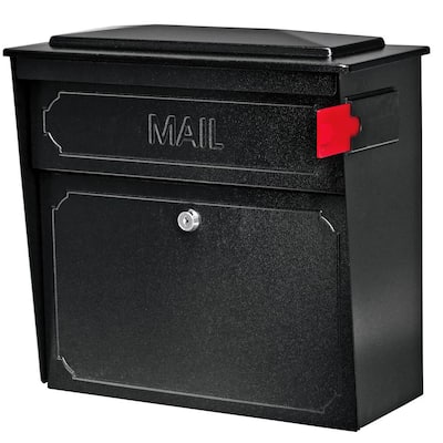 Townhouse Locking Wall-Mount Mailbox with High Security Reinforced Patented Locking System, Black