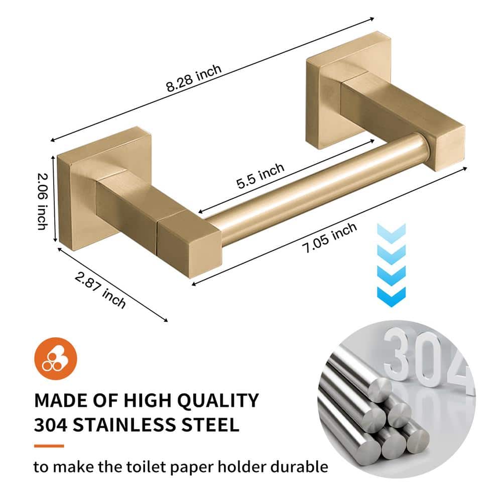 Gold Stainless Steel Wall Mounted Pivoting Toilet Paper Holder