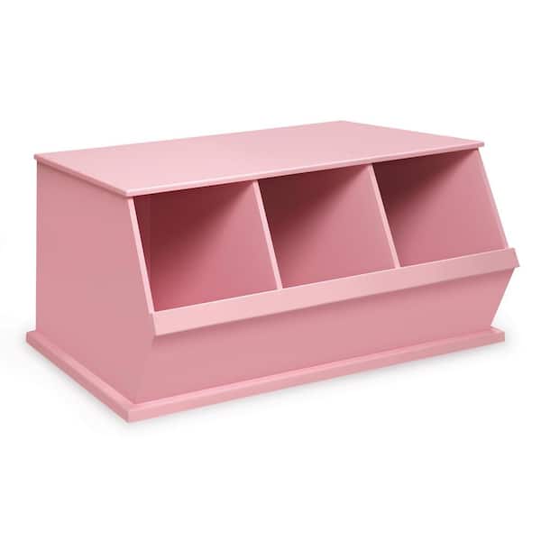 Badger Basket 37 in. W x 17 in. H x 19 in. D Pink Stackable 3-Storage Cubbies