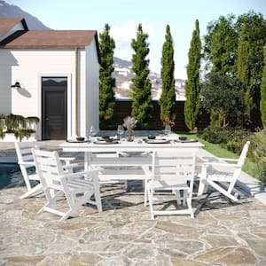 White 7-Piece Plastic Patio Conversation Set