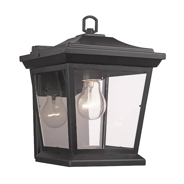 Bel Air Lighting Turlock 1-Light Black Outdoor Wall Light Fixture with Clear Glass