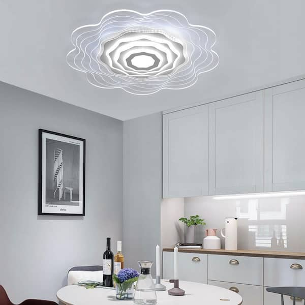 Frost Glass Floral Shaped Ceiling Lighting Korean Garden Living Room  Chandelier Light Fixture with Droplet Decor - Clearhalo