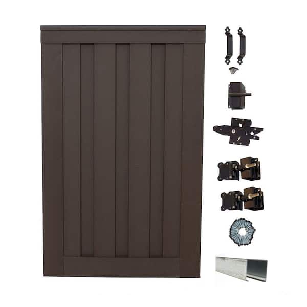 Trex Seclusions 4 ft. x 6 ft. Woodland Brown Wood-Plastic Composite Privacy Fence Single Gate with Hardware