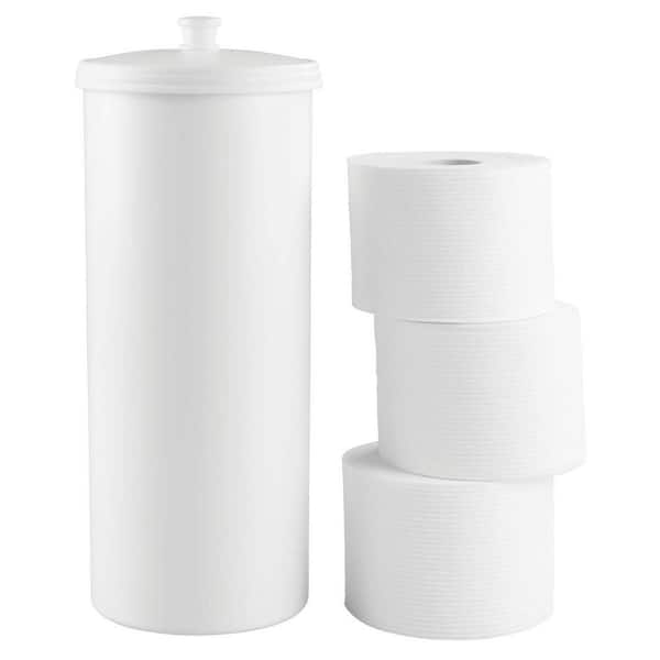 mDesign Plastic Floor Stand Toilet Paper Organizer with Cover, 3-Roll  Space-Saving Tissue Storage for Bathroom - Fits Under Sink, Vanity, Shelf,  In Cabinet, Corner - Aura Collection - 2 Pack - White