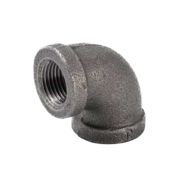 Black Malleable Iron 90° Reducing Elbow – 2 X 1/2 To 3/4 X 3/8 NPT, USA Made