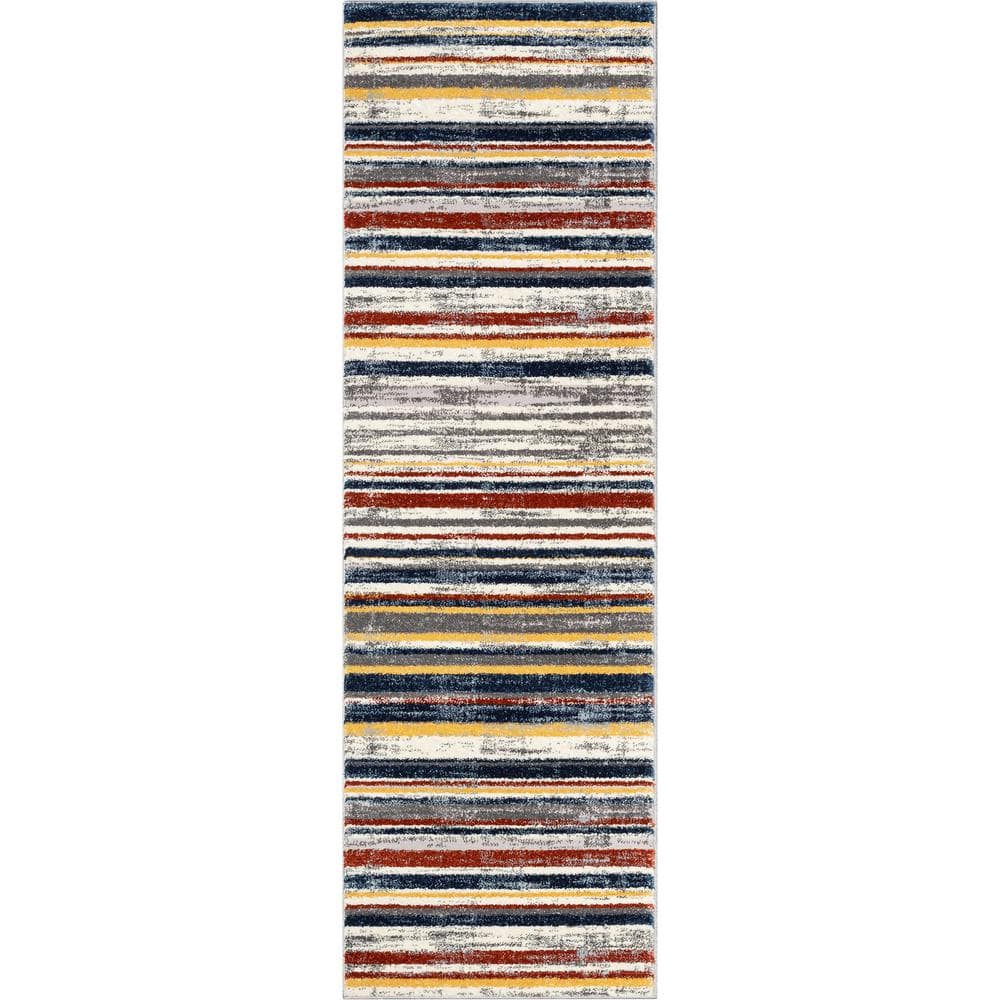 Well Woven Leona Thar Modern Stripes Ivory Multi 2 ft. 3 in. x 7 ft. 3