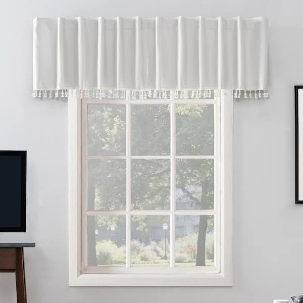 Sun Zero Evelina Faux Silk Pearl Polyester 50 in. W x 17 in. L Back Tab 100% Blackout Curtain Valance (Single Panel)