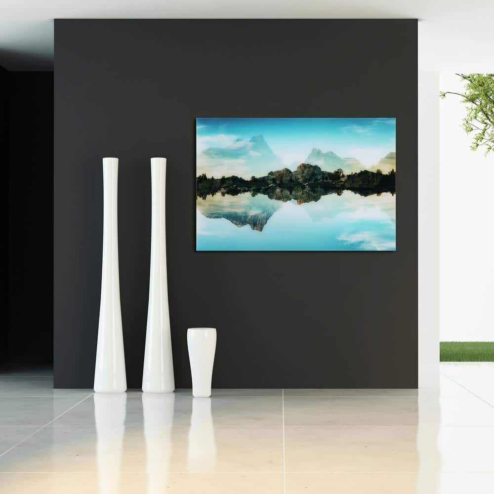 Quiet Waters Blue Tempered Glass Landscape Wall Art, 51" x 36"