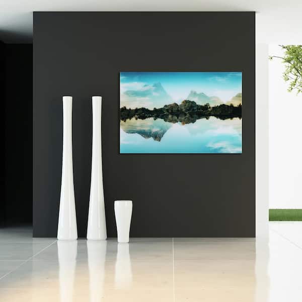 Empire Art Direct 32 in. x 48 in. "Quiet Waters" Frameless Free Floating Tempered Glass Panel Graphic Wall Art