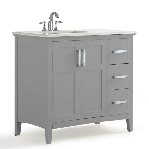 Winston 36 In Left Offset Bath Vanity, How Thick Should A Bathroom Vanity Top Be