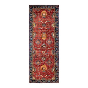 Serapi One-of-a-Kind Traditional Orange 4 ft. x 12 ft. Hand Knotted Tribal Area Rug