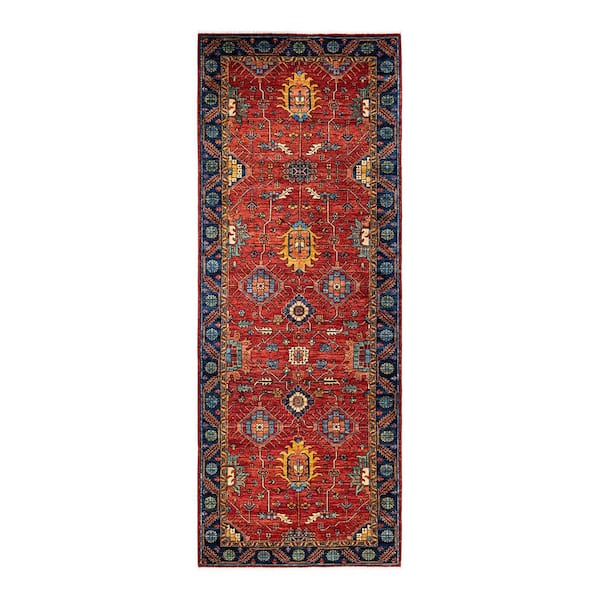 Solo Rugs Serapi One-of-a-Kind Traditional Orange 4 ft. x 12 ft. Hand Knotted Tribal Area Rug