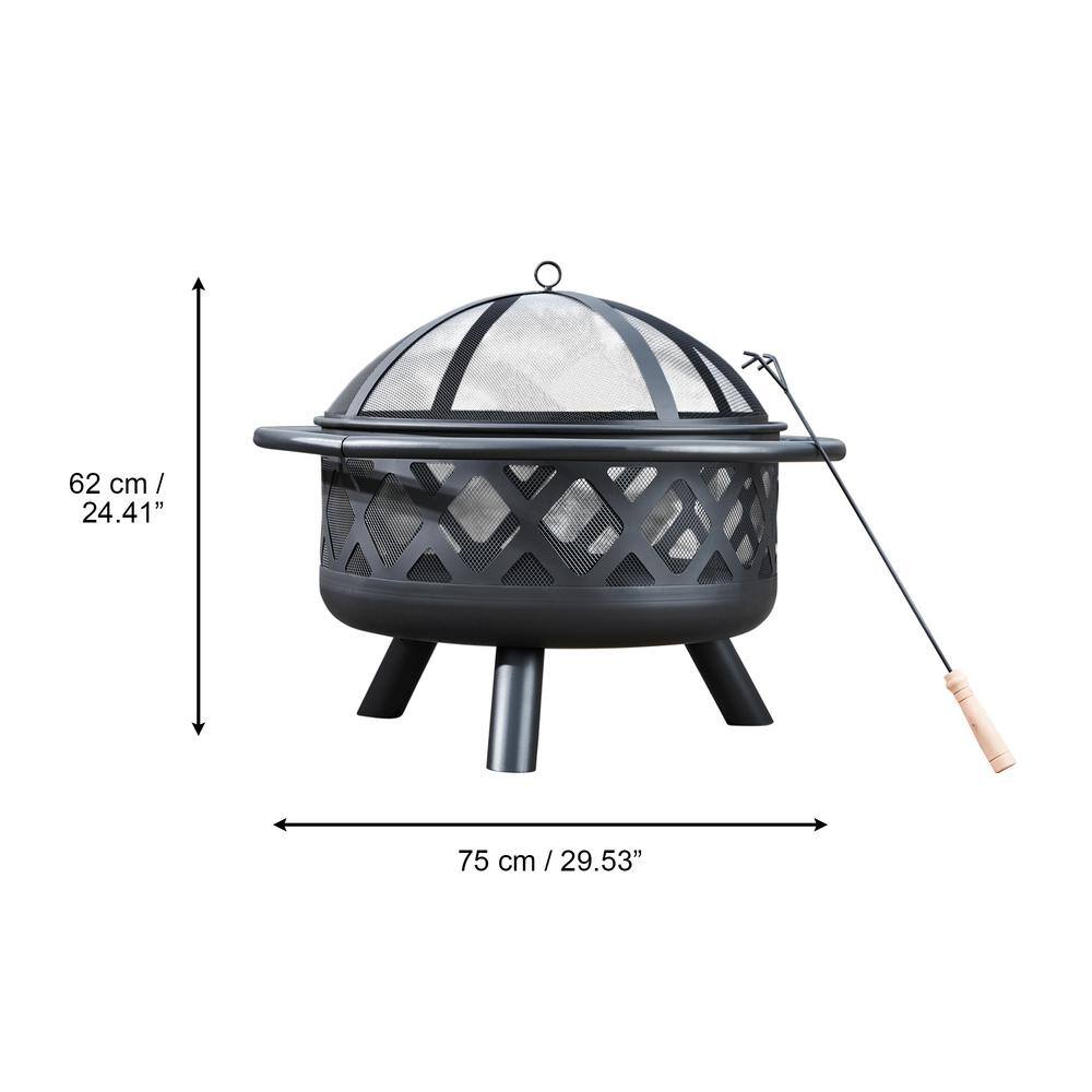 30" Black Steel Mesh Wood Burning Fire Pit