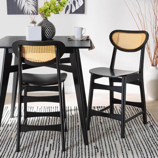 Hesper 24 in. Dark Brown Wood Counter Stool (Set of 2)