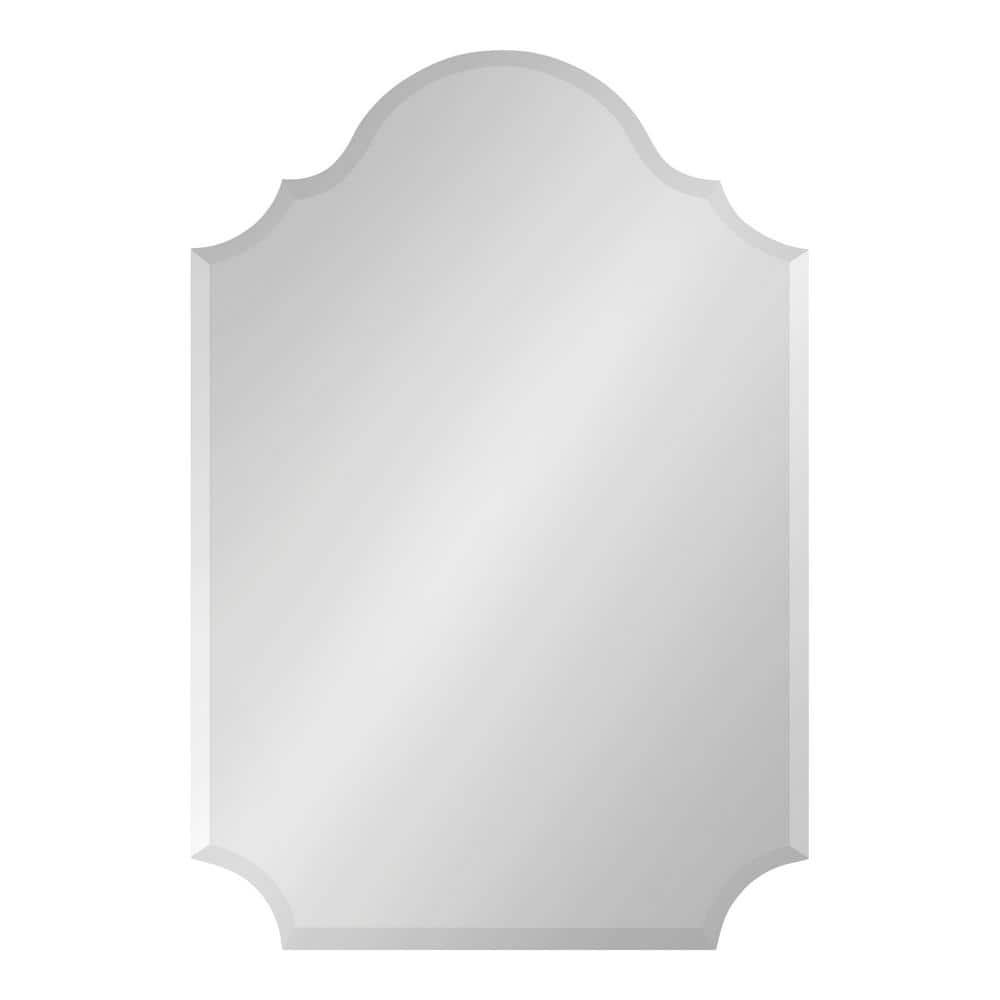 Elegant Frameless Scalloped Arch Wall Mirror, 24 x 36 Silver