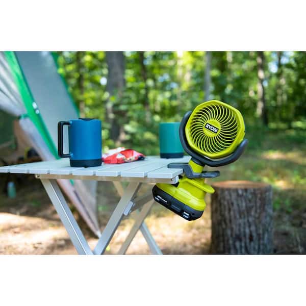 RYOBI - ONE+ 18V Cordless 3-Tool Campers Kit with Area Light, Bluetooth Speaker, 4 in. Clamp Fan, 1.5 Ah Battery, and Charger