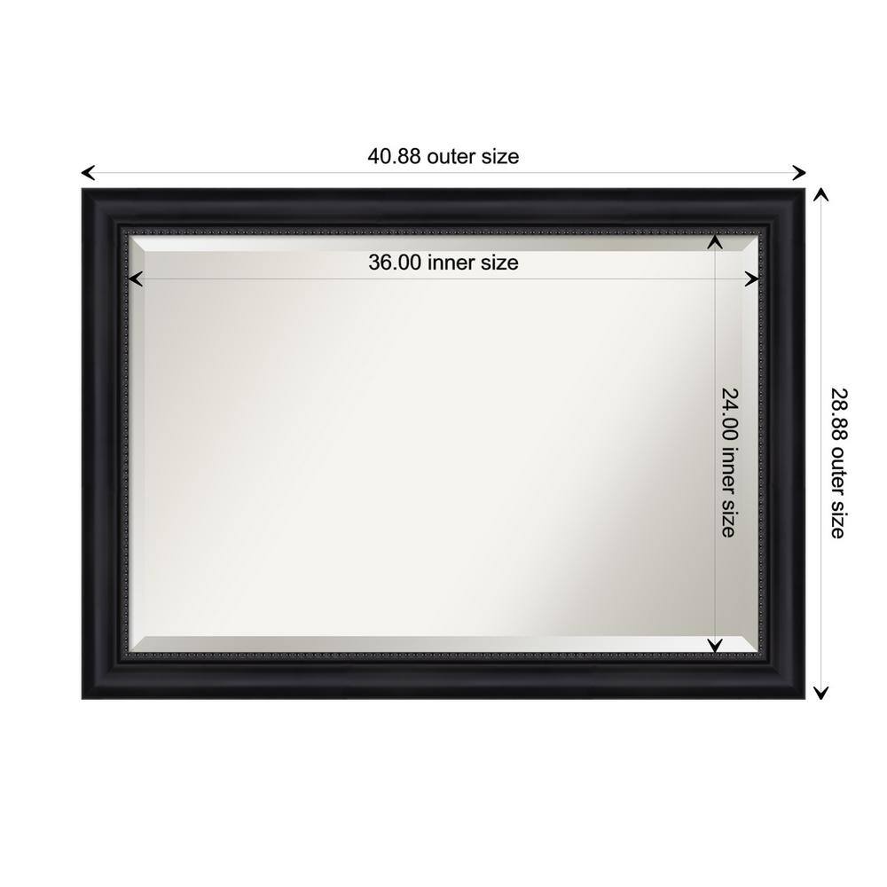Astor Black Satin Beaded 41x29 Bathroom Vanity Wall Mirror