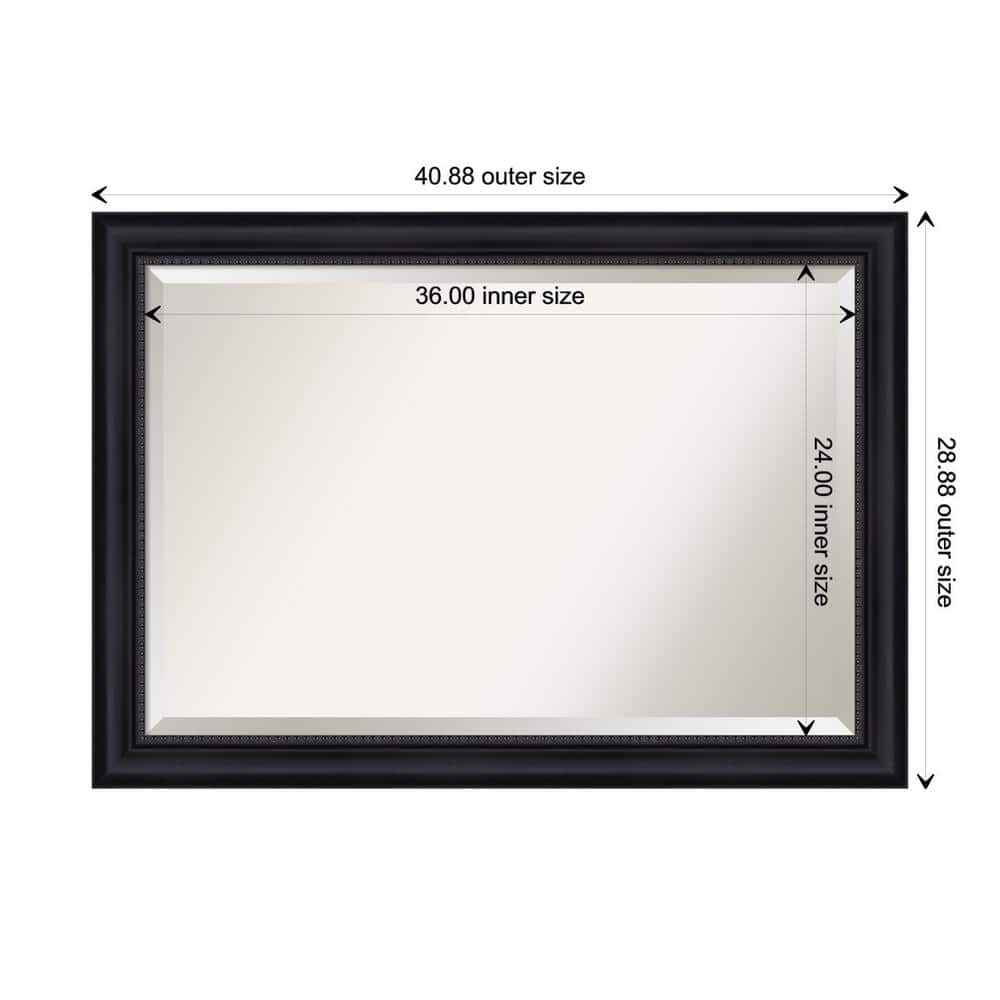 Astor Black Satin Beaded 41x29 Bathroom Vanity Wall Mirror