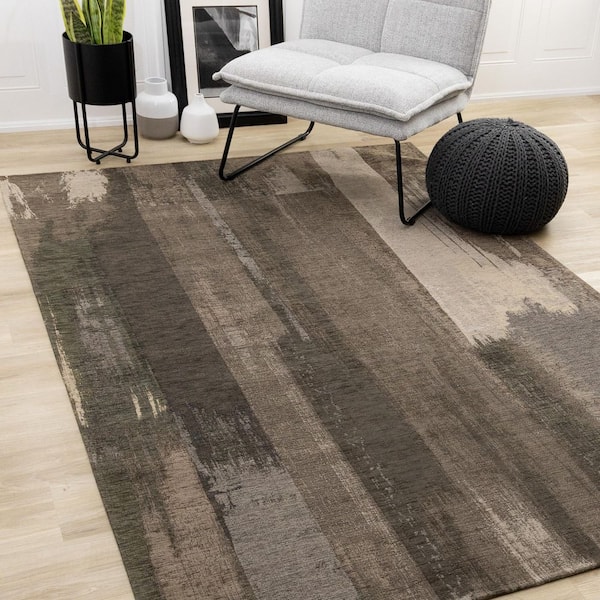 Lirien Collections 8 ft. x 11 ft. Brown Distressed, Organic Indoor Area Rug