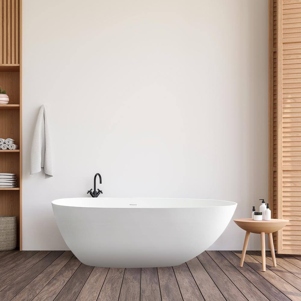 Giotto 67" Matte White Solid Surface Freestanding Soaking Bathtub