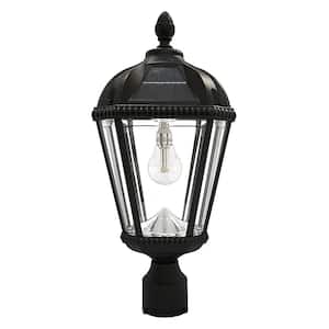 Royal Bulb Series 1-Light Black Outdoor Weather Resistance Solar LED Post Light with 3 in. Fitter and Light Bulb