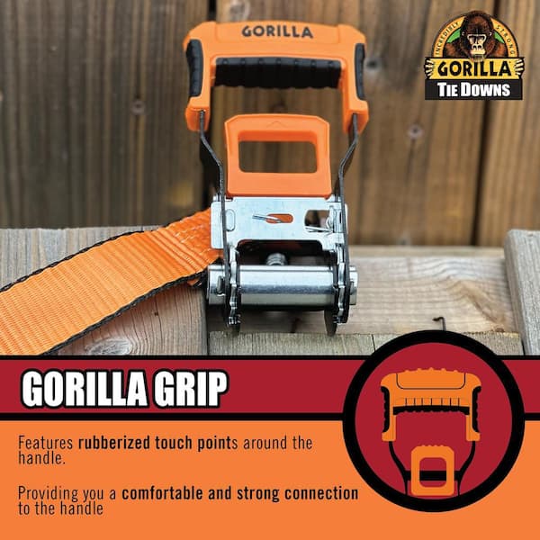 Gorilla - 16 ft. x 1.25 in. Medium Duty Tie Down Ratchet Strap (2-Pack)