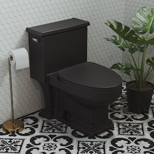 Voltaire 1-Piece 1.28 GPF Single Flush Elongated Toilet in Matte Black Seat Included