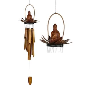Asli Arts Collection, Lotus Buddha Bamboo Chime, 35 in. Wind Chime CLB