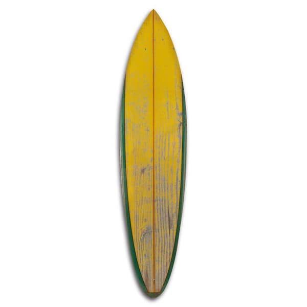 Benjara Yellow and Green Wooden Surfboard Wall Art Decor BM238291 - The  Home Depot