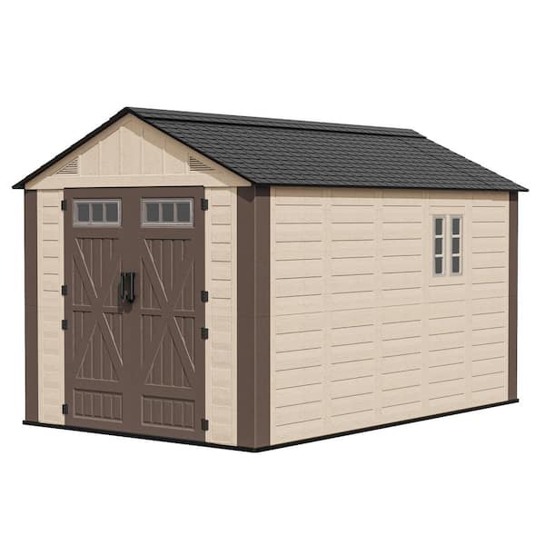 8 ft. W x 12 ft. D Plastic Resin Storage Shed with Floor, Door, Window and Vents (96 sq. ft.)