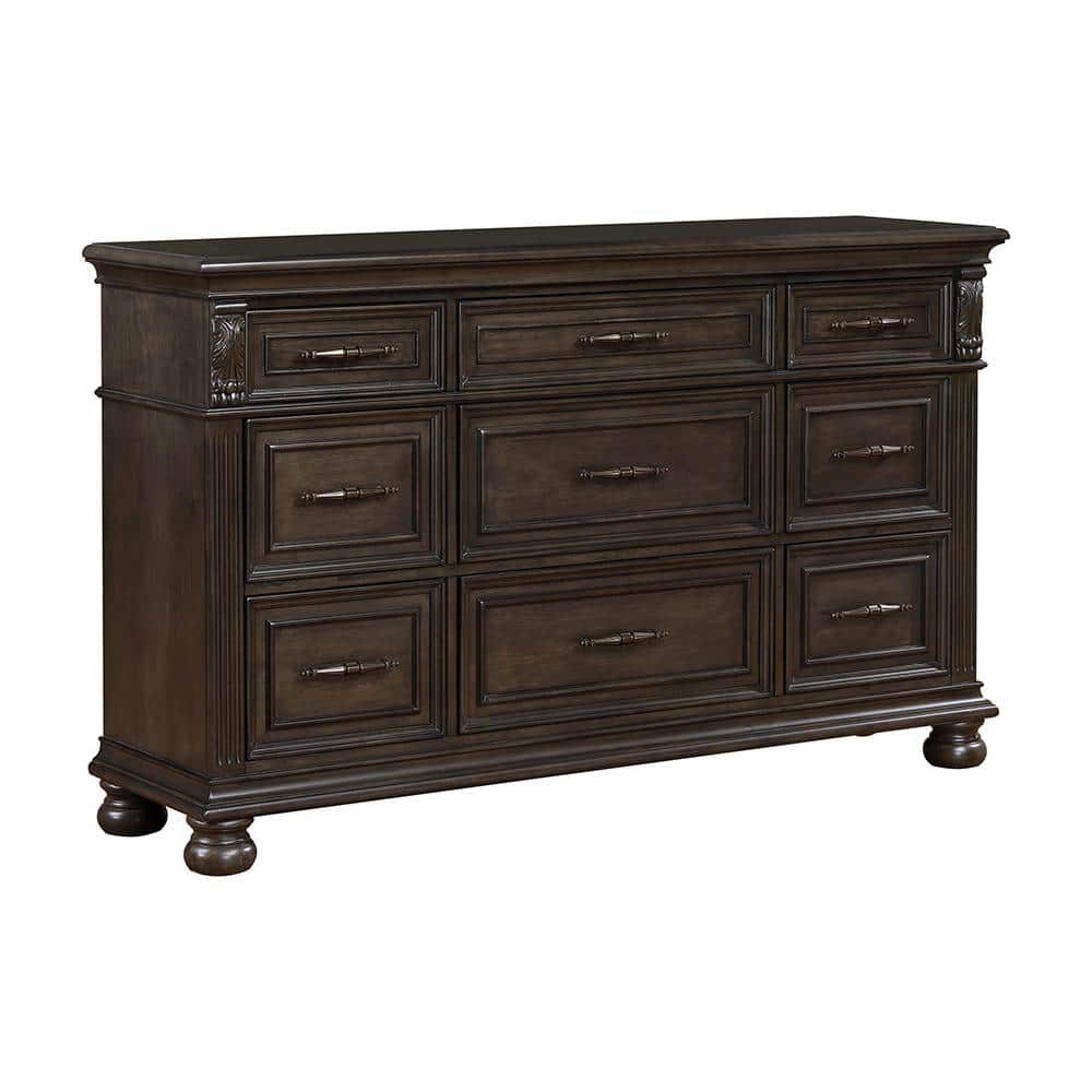 Balboa Walnut Brown 9-Drawer Dresser with Felt Lined Drawers