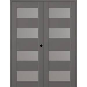 Della 36 in. x 96 in. Left Active 4-Lite Frosted Glass Gray Matte Composite Double Prehung Interior Door