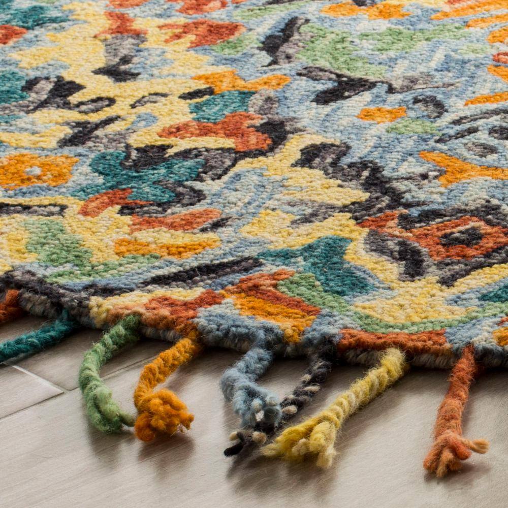 Everitt Hand-Tufted Floral Blue Wool 8' Round Area Rug