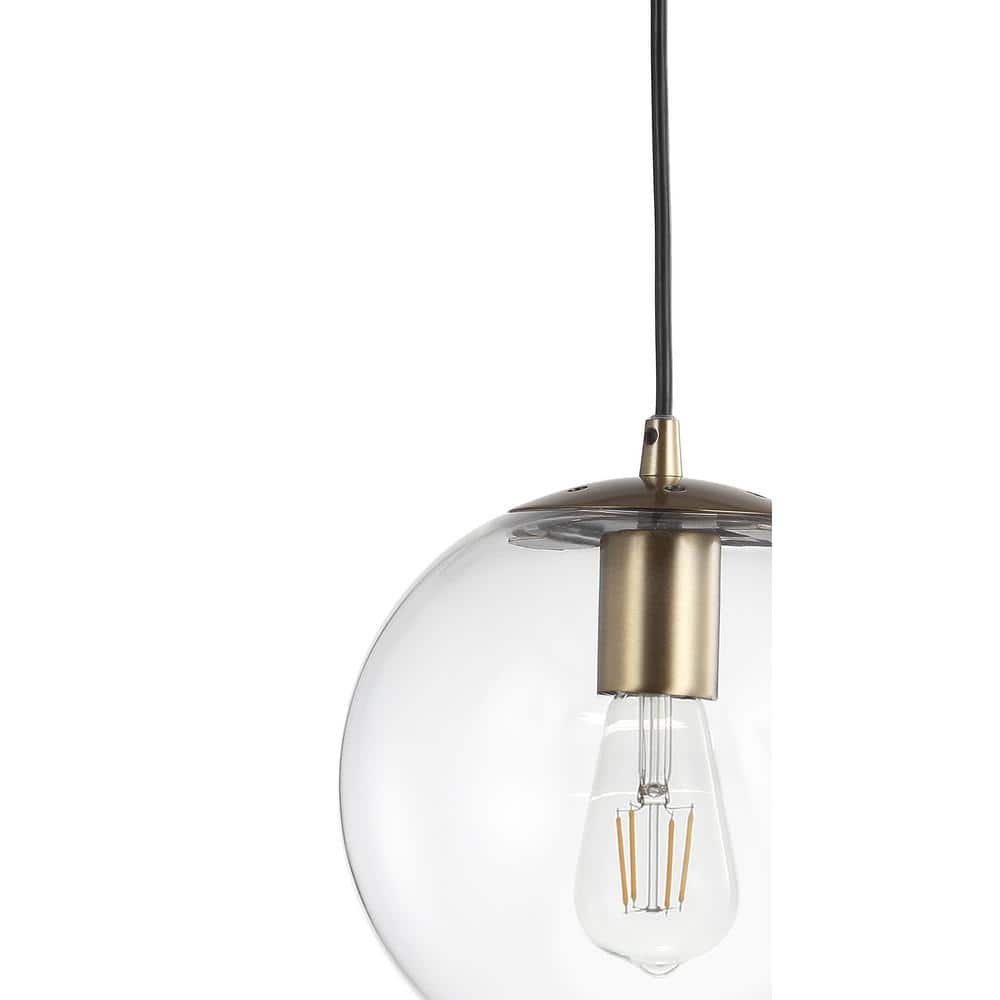 Clear Glass and Brass Globe LED Pendant Light