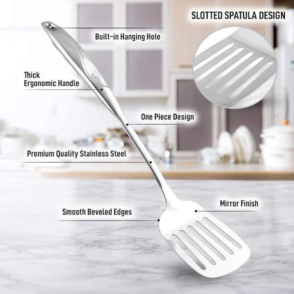 Zulay Kitchen 14 in Slotted Turner Stainless Steel Metal Spatula  Z-STNLSS-STL-SLTTD-TRNR - The Home Depot
