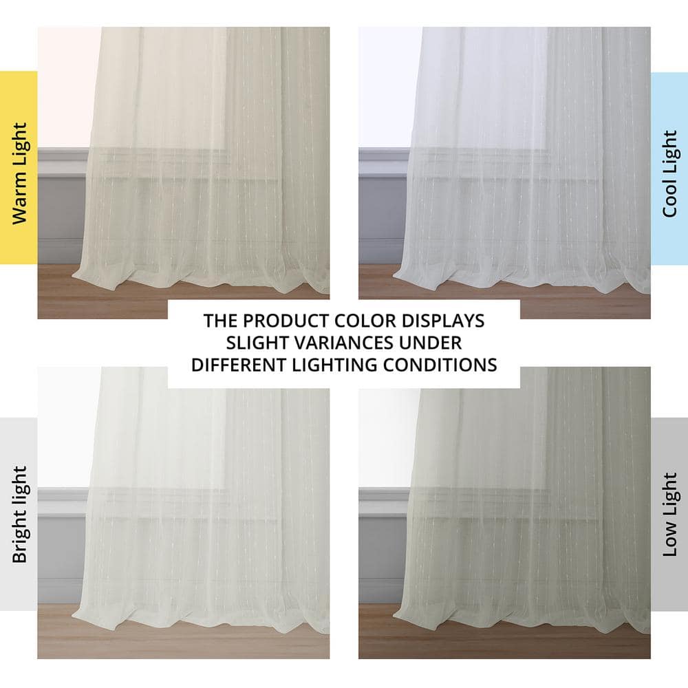 Elegant Montpellier White Sheer Linen & Polyester Curtain 50" x 96"