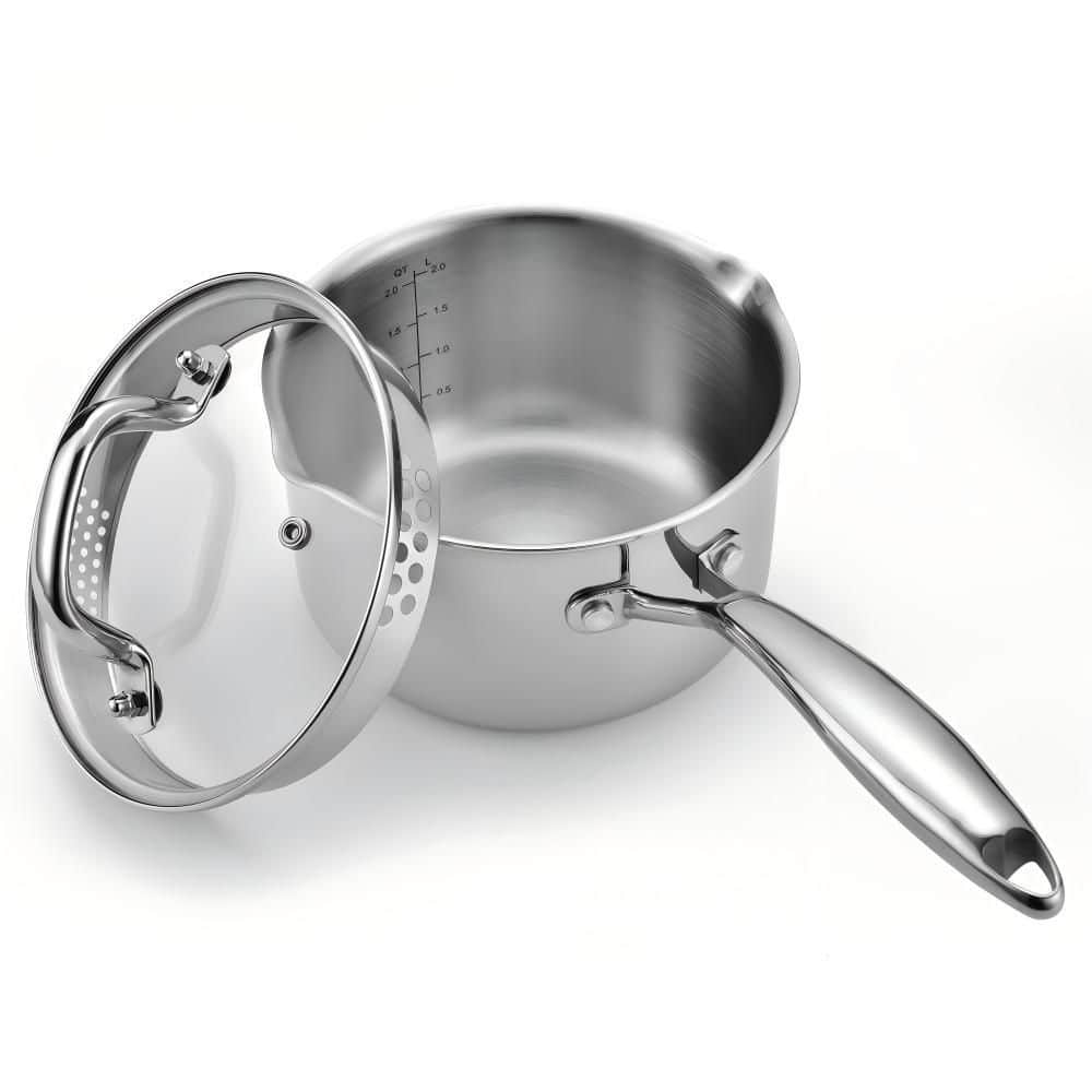 Numhew 2 qt. Tri-Ply Stainless Steel Sauce Pan with Lid